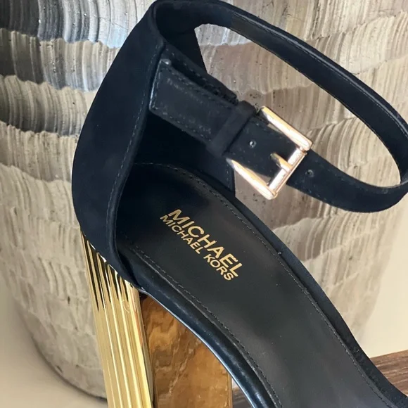 MICHAEL Michael Kors Porter Ankle Strap Block Heel Sandals in Black - Picture 2 of 12